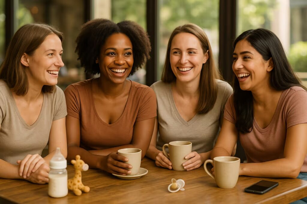 Community mums chat forum banner featuring a diverse group of mothers connecting over everyday parenting challenges.